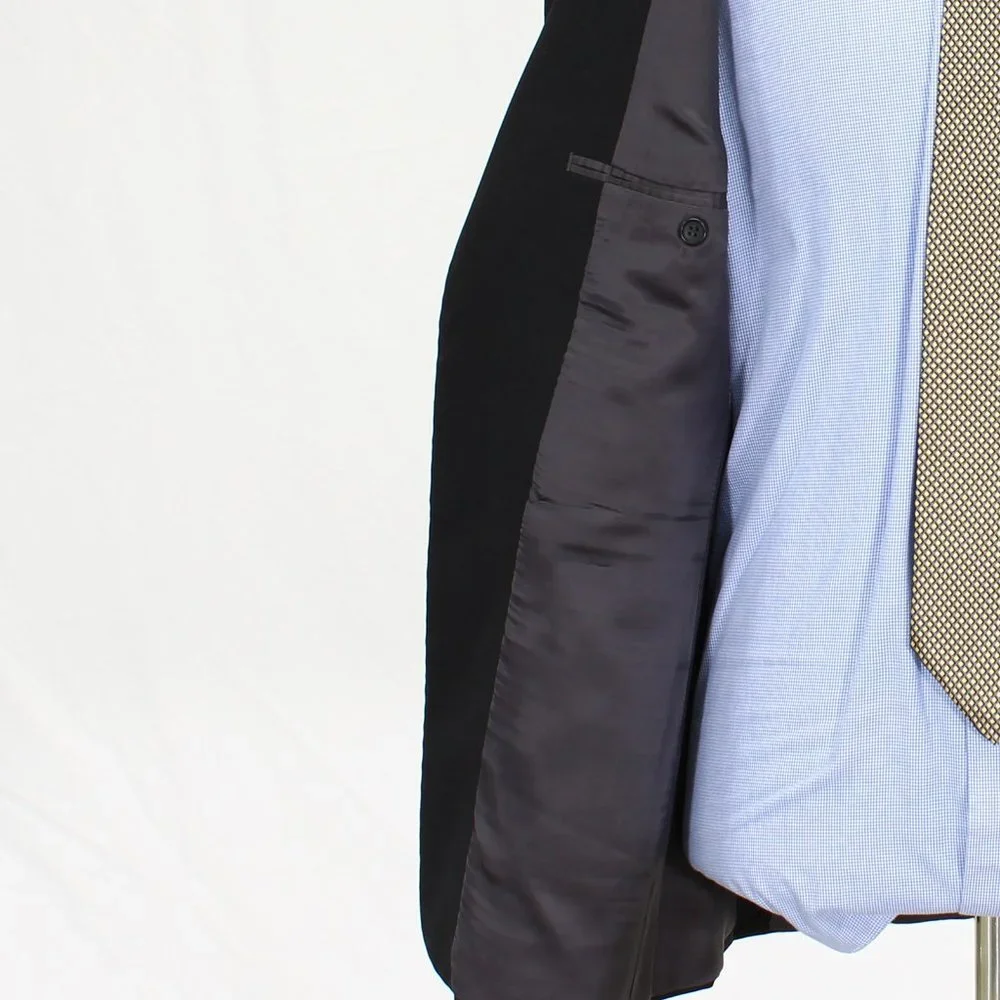 John W. Nordstrom 40R Black Solid 2-Button Sport Coat Blazer Jacket O246